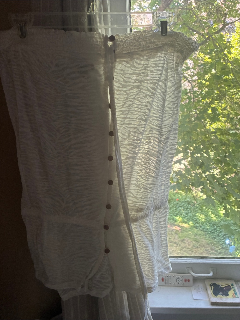 White Sheer Tube Dress/cover up with Button Front